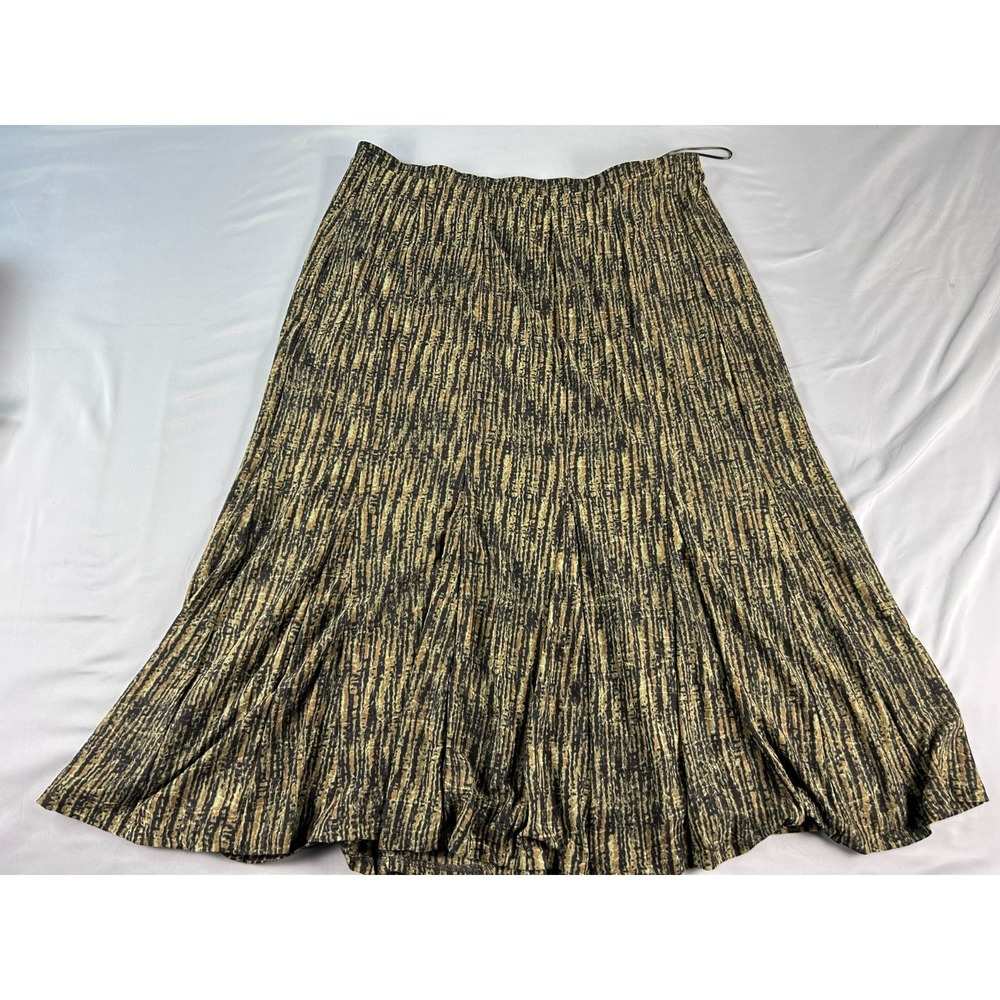 Jones New York Collection XL Brown Black Abstract A Line Maxi‎ Skirt Stretch - Picture 2 of 7